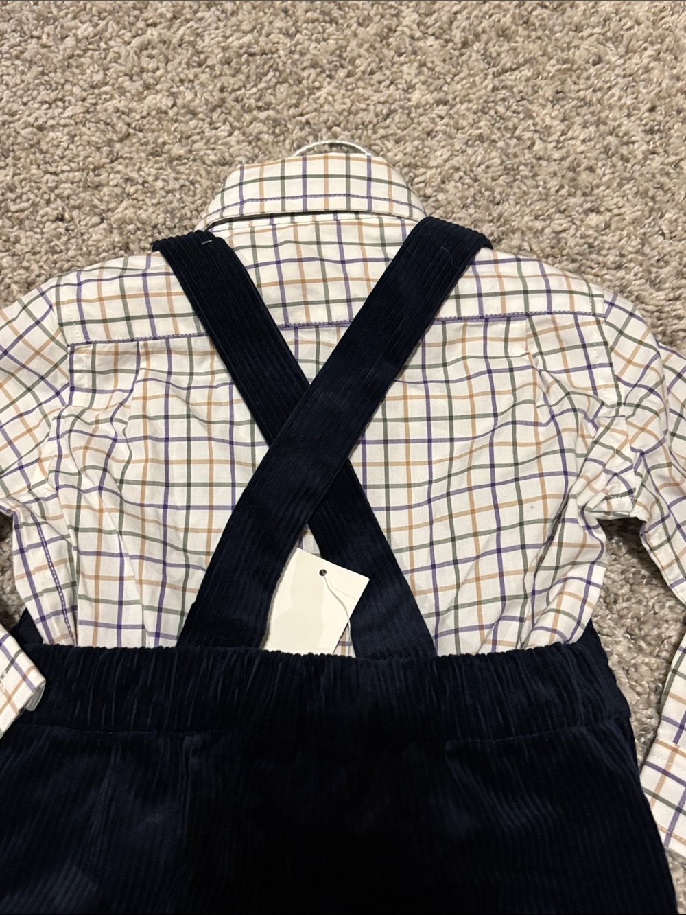 NWT Ralph Lauren Embroidered Corduroy Overall and Cotton Shirt Set 18 mos - Picture 7 of 12